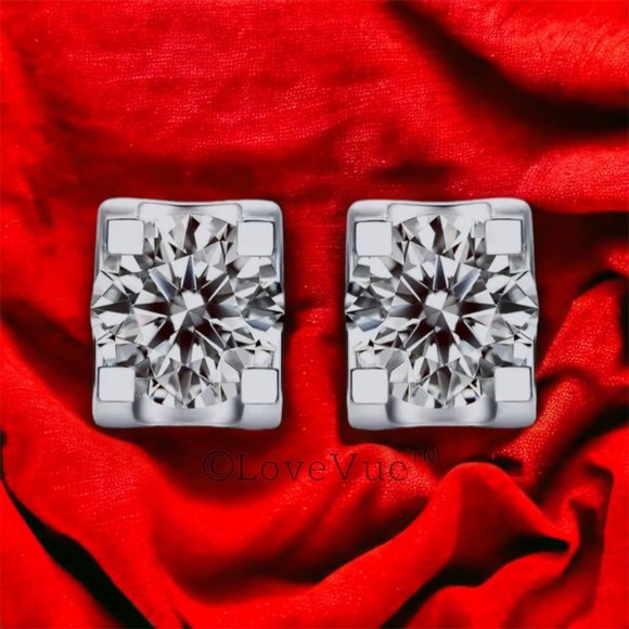 Jewelry - Certified 2ct. t.w. Diamond Moissanite Solitaire Stud Earrings